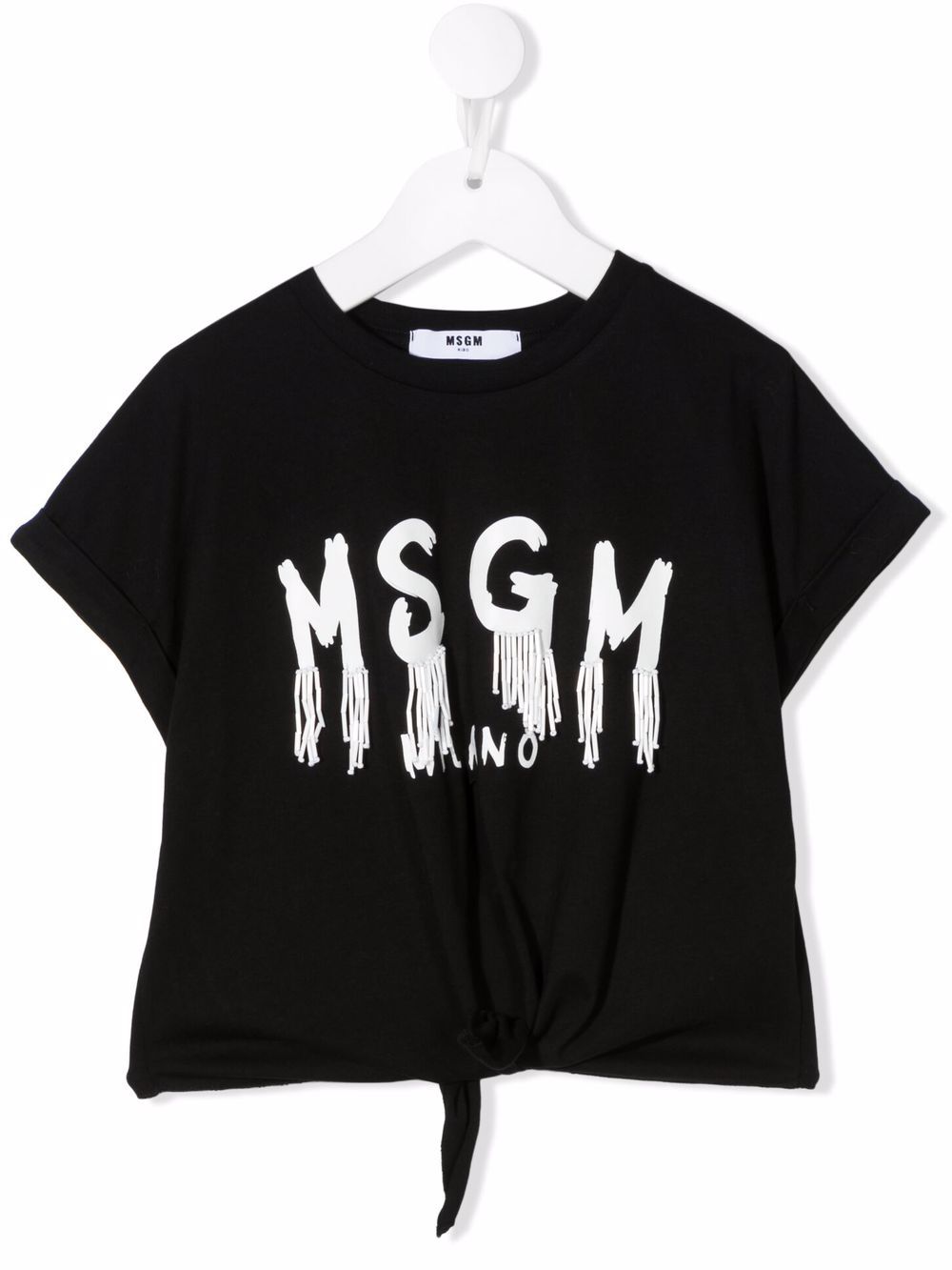 [빠른배송] MSGM 로고 프린트 매듭 디테일 티셔츠  MS028845110