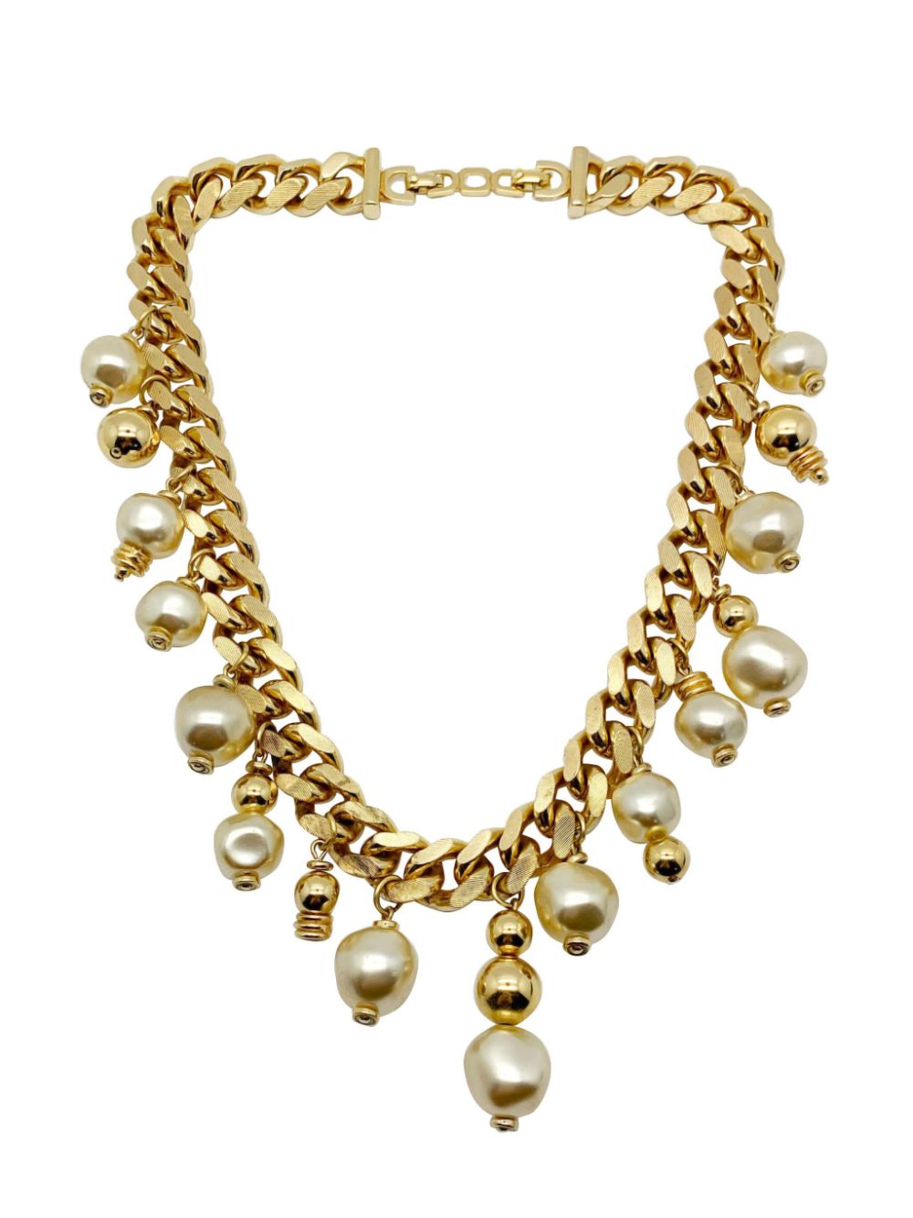 [빠른배송] 디올 Vintage Christian 디올 Asymmetric Pearl Droplet Chain Necklace 1980s FCD2C1600