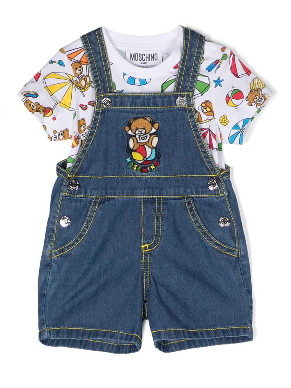 [빠른배송] 모스키노 키즈 Teddy Bear T-shirt and dungaree set MUG015L0E21