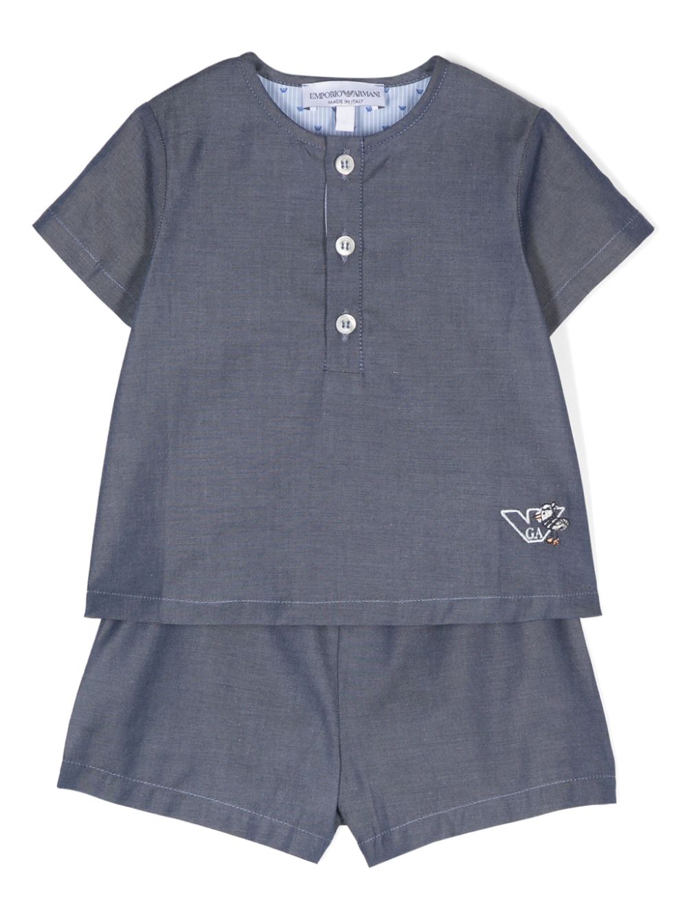 [빠른배송] 엠포리오 아르마니 키즈 logo-embroidered cotton shorts set 3DNV03NN0PZ